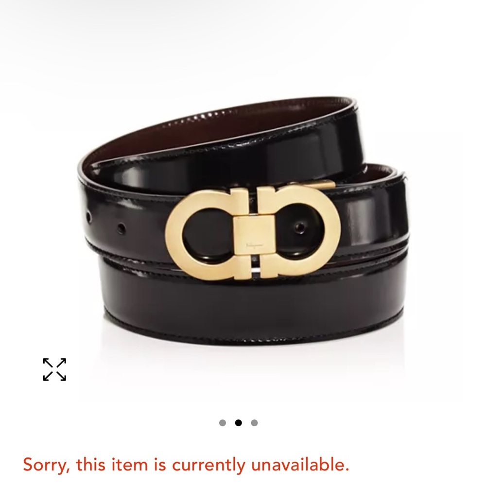 Ferragamo reversible belt with two interchangeable gold buckles